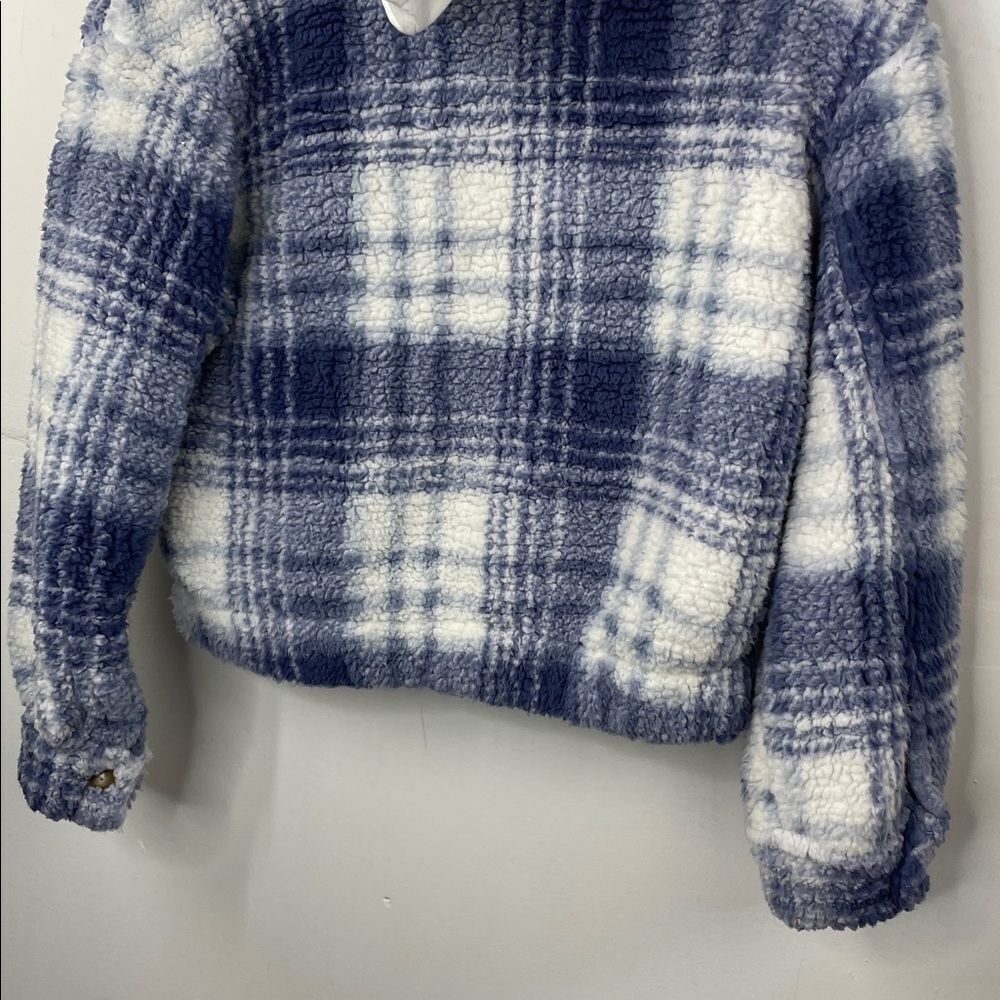 Madden Girl Plaid Sherpa Hoodie Jacket size Small Junior - Picture 8 of 16